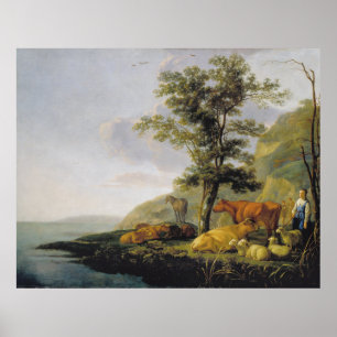Rinder in der Nähe des Flusses Aelbert Cuyp Poster