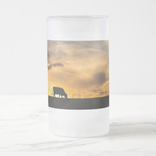 Rinder Sunset Silhouette Mattierte Tasse