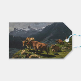 Rinder und Schafe in einer alpinen Landschaft Geschenkanhänger