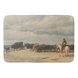 Rinderbestand am Meer (von Eugène Burnand) Badematte