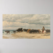 Rinderbestand am Meer (von Eugène Burnand)