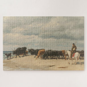 Rinderbestand am Meer (von Eugène Burnand) Puzzle