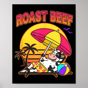 Rinderbraten Strand Kuh Lustiger Bauernhof Tier Ch Poster