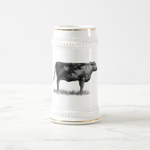 Rindfleisch-Kuh/Färse im Bleistift: Realismus: Bierglas