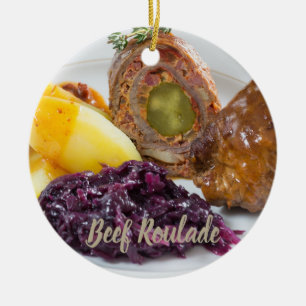 Rindfleisch Roulade mit Kartoffeln und rote Kohlk Keramik Ornament