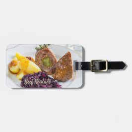 Rindfleisch Roulade mit Kartoffeln und rote Kohlkü Gepäckanhänger
