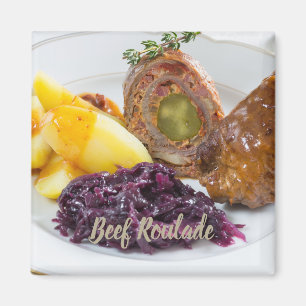 Rindfleisch Roulade mit Kartoffeln und rote Kohlkü Magnet