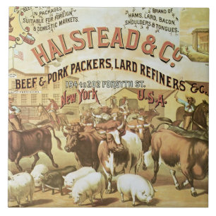Rindfleisch-u. Schweinefleisch-Verpacker, c.1880 Fliese