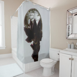 Rindrop, gefroren, auf Foto von Baumzweigen Duschvorhang