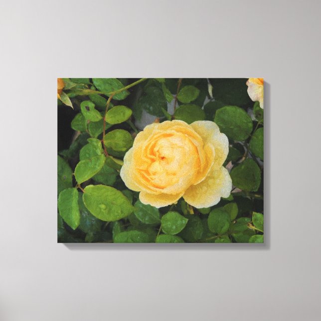 Rindropfen auf der Gelbrose-Leinwand Leinwanddruck (Vorderseite)