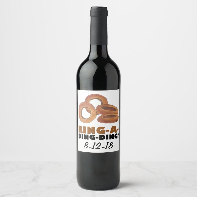 Ring-a-Ding-Ding-Verlobung Hochzeit Brautparty Weinetikett (Vorderseite)