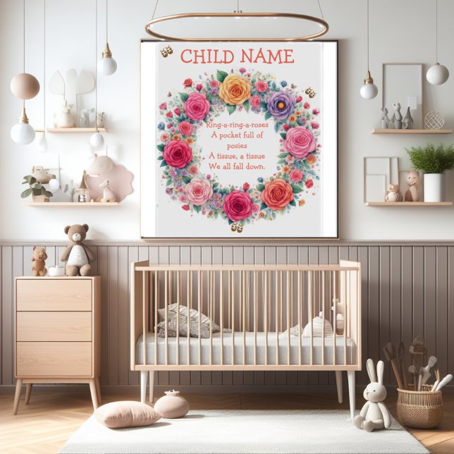 "Ring a Ring O Rose" Poster (A beautiful addition to the nursery. "Ring a Ring O Roses" poster.)