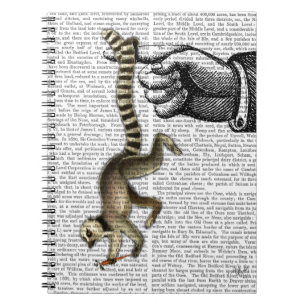 Ring angebundener Lemur auf Finger 2 Notizblock