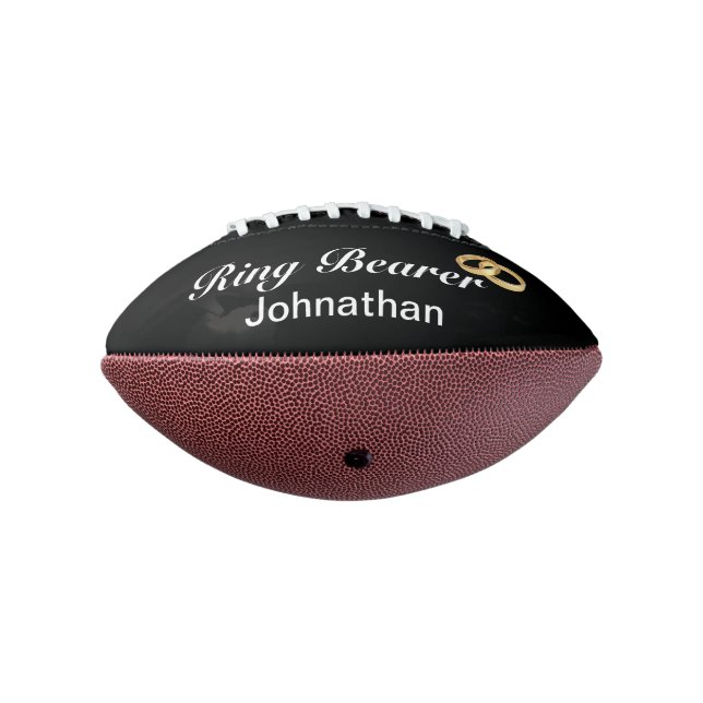 Ring Bearer Black White Faux Gold Wedding Rings  Football (Gedreht 270)