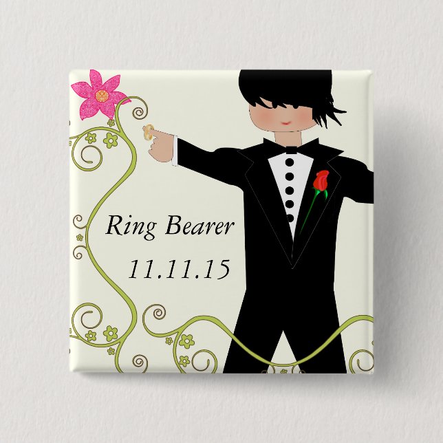 Ring Bearer BowTie Wedding Abzeichen Button (Vorderseite)