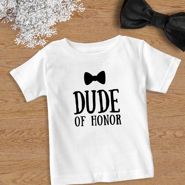 Ring Bearer Brautparty Hochzeit Typ der Ehre Kleinkind T-shirt (A cute Dude of Honor baby t-shirt for your little guy)
