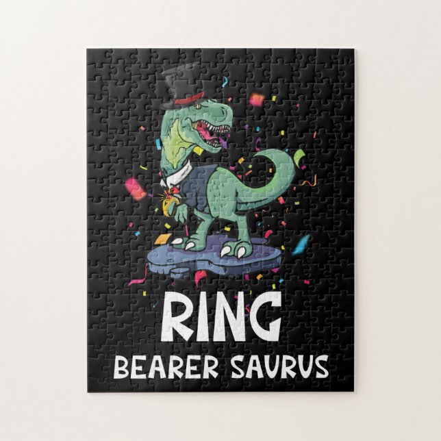 Ring Bearer Dinosaur Rex Wedding Party Puzzle (Vertikal)