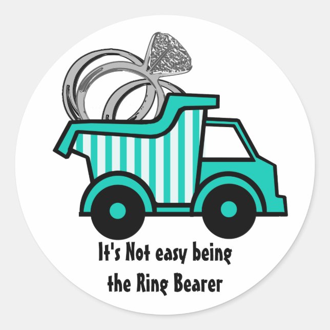 Ring Bearer Dump Truck Runder Aufkleber (Vorderseite)