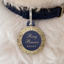 Ring Bearer Hochzeit Vintage Gold Rose Navy Blue P
