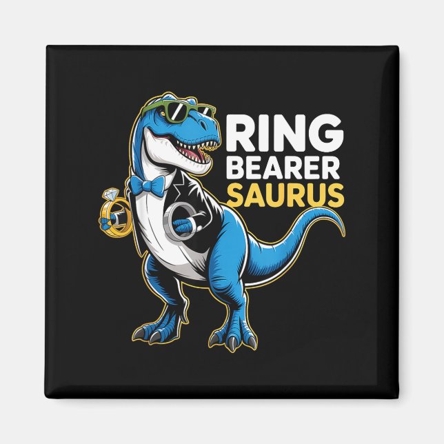 Ring Bearer T-rex Dino Funny Wedding Party Ring Di Magnet (Vorne)