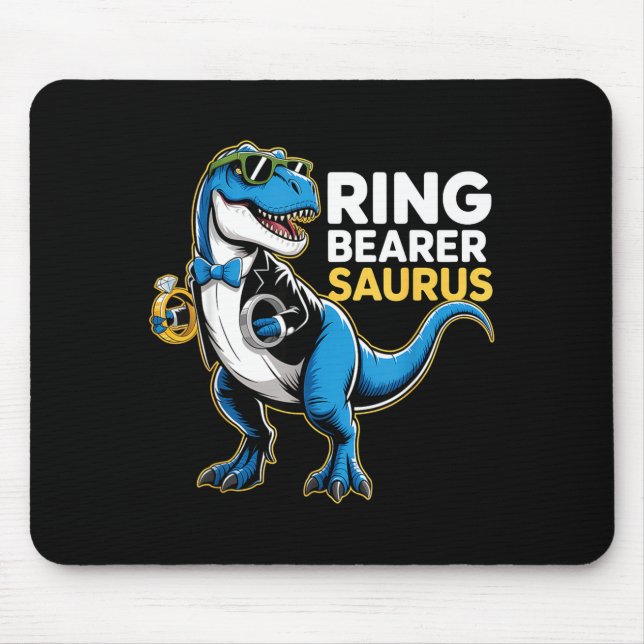 Ring Bearer T-rex Dino Funny Wedding Party Ring Di Mousepad (Vorne)