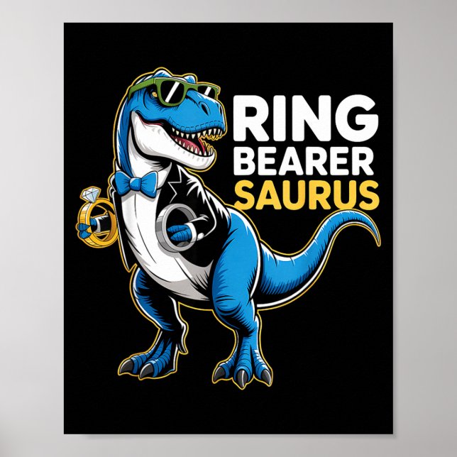 Ring Bearer T-rex Dino Funny Wedding Party Ring Di Poster (Vorne)