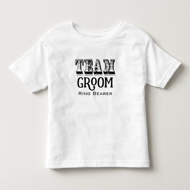 Ring Bearer Team Groom Hand Letter Schwarzer Tinte Kleinkind T-shirt (Vorderseite)
