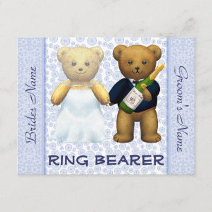 Ring Bearer - Teddy Bears Blue Wedite Einladung