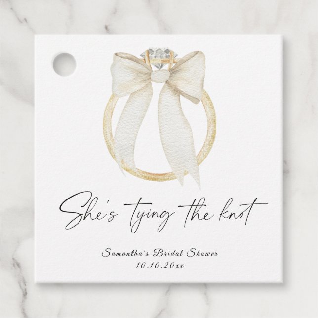 Ring Bow Sie bindet das Knoten-Brautparty Geschenkanhänger (Vorderseite)