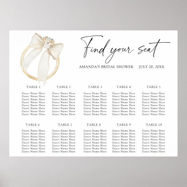 Ring Bow Wedding Chart Poster (Vorne)