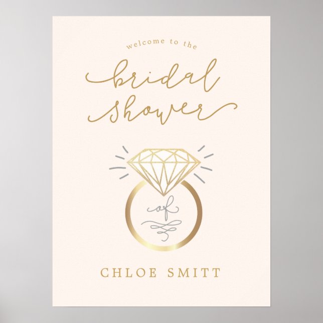 Ring Brautparty Begrüßungszeichen, Chic Diamond Ri Poster (Vorne)