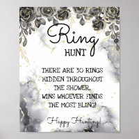 Ring Hour Black Rose Brautparty Game Sign