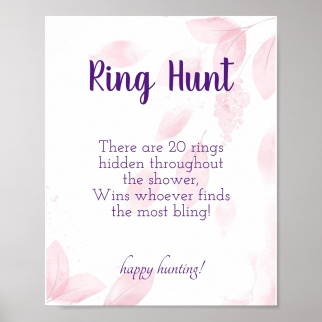Ring Hour Brautparty Game Sign Poster (Vorne)