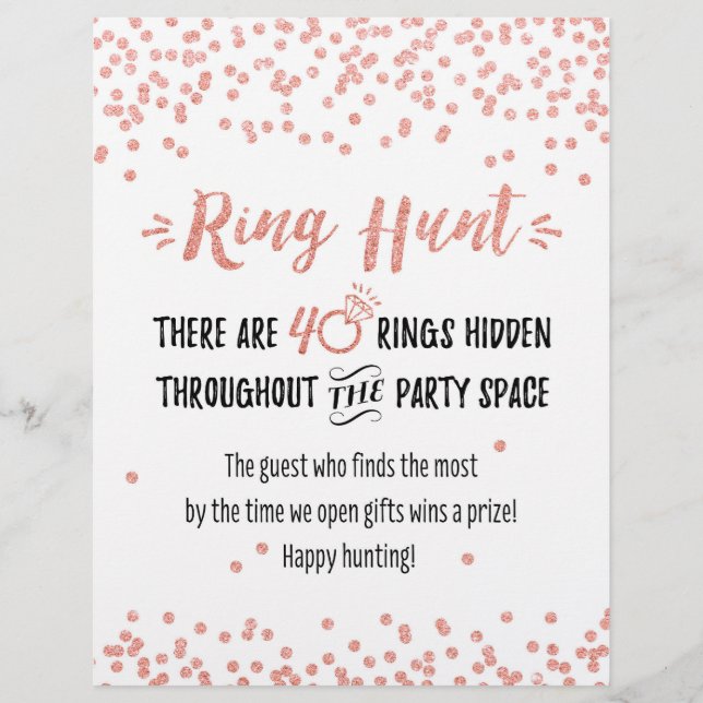 Ring Hour Bridal Game Sign (Vorderseite)