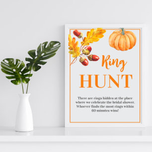 Ring Hour Fall Pumpkin Bridal Game Sign Poster