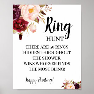 Ring Hour Marsala Brautparty Game Sign Poster