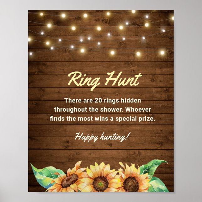 Ring Hour Rustic Sunflower Bridal Polterabend Poster (Vorne)