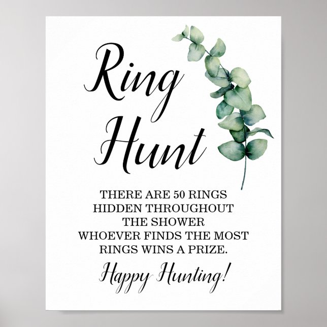 Ring Hunt Eukalyptus-Brautparty-Spielschild Poster (Vorne)