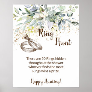 Ring Hunt Game Brautparty Herbal Wedding Sign Poster
