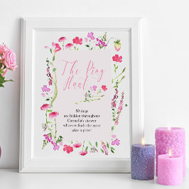 Ring Hunt Game Pink Wildblume Brautparty Poster