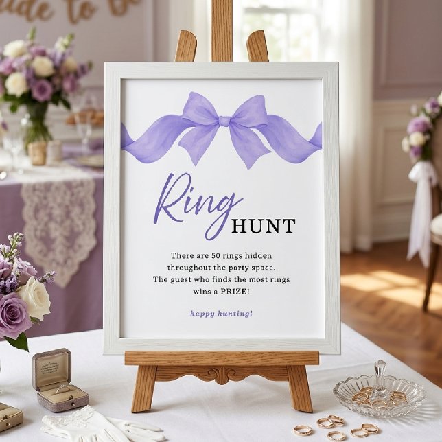 Ring Hunt Hochzeitsdusche Spiel Schild mit violett (Von Creator hochgeladen)