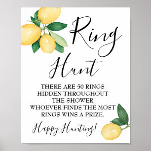 Ring Hunt Lemons Brautparty Spielschild Poster