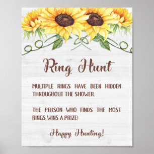 RING HUNT Sonnenblumen Brautparty-Spielzeichen Poster