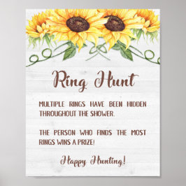 RING HUNT Sonnenblumen Brautparty-Spielzeichen Poster