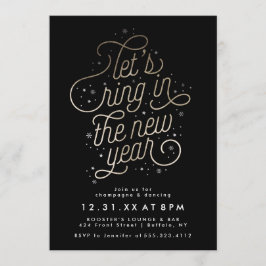 Ring in New Year Party laden Imitats Gold Foil Einladung