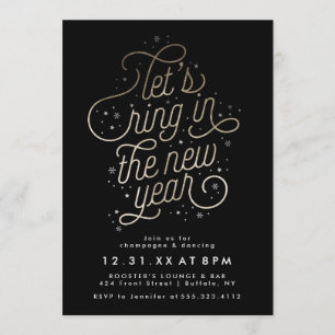 Ring in New Year Party laden Imitats Gold Foil Einladung