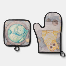 Ring Katzen Ofenhandschuh & Topflappen-Set