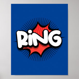 Ring! Lebhafter Pop Art Sound-Effekt Poster