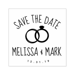 Ring-Logo-Spaß-Lettering Save-the-Date Gummistempel