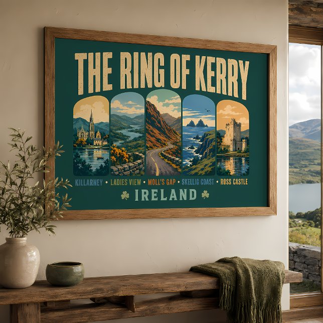 Ring of Kerry Irland Landmarks Illustration Retro Poster (Von Creator hochgeladen)